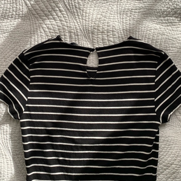 T-Shirt Dress Body Con Short Sleeve Crew Neck black and white stripe Size S - Picture 2 of 5